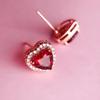 Sweet Peach Heart Gold-Plated S925 Sterling Silver Earrings: Classic Sparkling Studs for Women