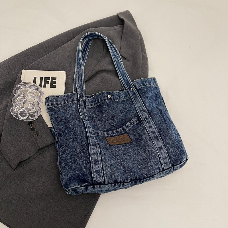 Lazy Style Retro Denim Women's Bag Simple Literary and Large-capacity Cloth Shoulder Bag Student Casual Fashion Tote Bag