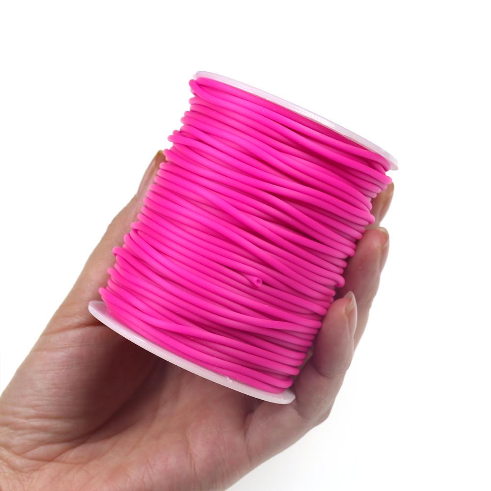48m/Spool 2mm Thin Film Elastic Tube for Scud Shrimp Nymph Fly Skin Fishing Rig Sleeve Sabiki Fly Tying Material Fluo Pink