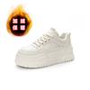 Muffin Thick-soled Little White Shoes Women's Autumn and Winter New Velvet Warm, Light and Comfortable Leather Sports and Leisure Shoes
