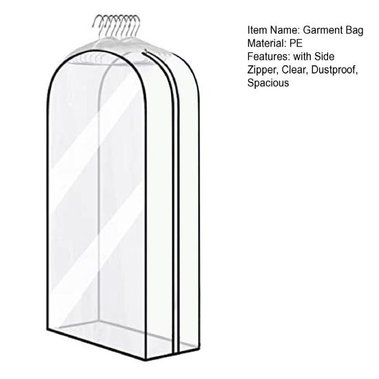 Garment Bags for Hanging Clothes Dustproof Clear Suit Bags with Side Zipper Gussets Waterproof Travel Dress Bags for Closet Storage Moving