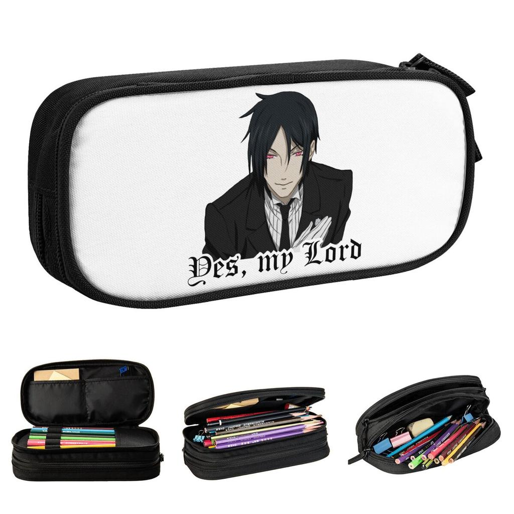 Black Butler Sebastian Michaelis Pouzdro na tužky Kreativní krabička na pera Tašky Studentské Velký úložný prostor Školní potřeby Zipové pouzdra na tužky