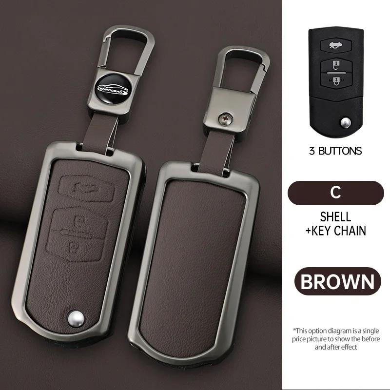 Auto Afstandsbediening Sleutelhoes Cover Beschermer Shell Voor Mazda 3 5 6 Serie M6 Rx8 Mx5 2 3 Knoppen Keyless Sleutel Beschermer Tas Accessoires gray