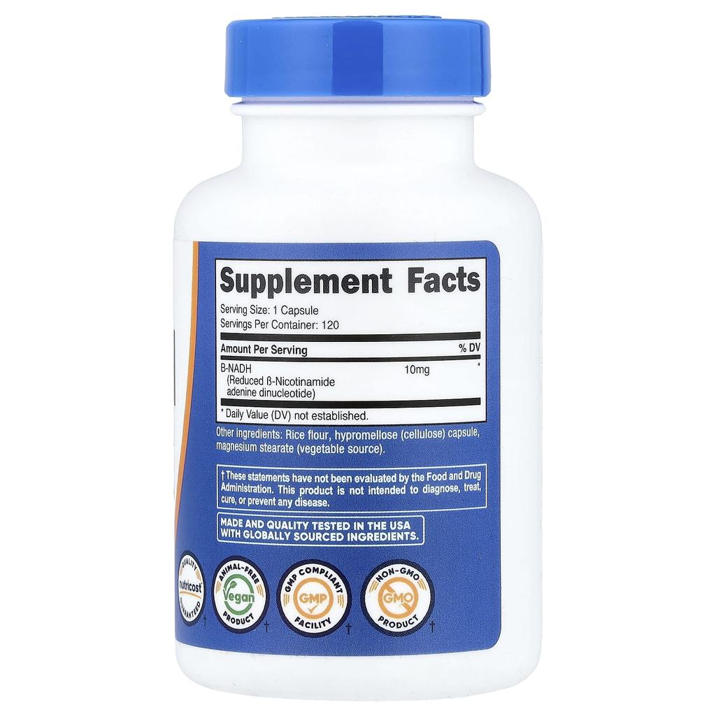 Nutricost, NADH, 10 mg, 120 Kapseln