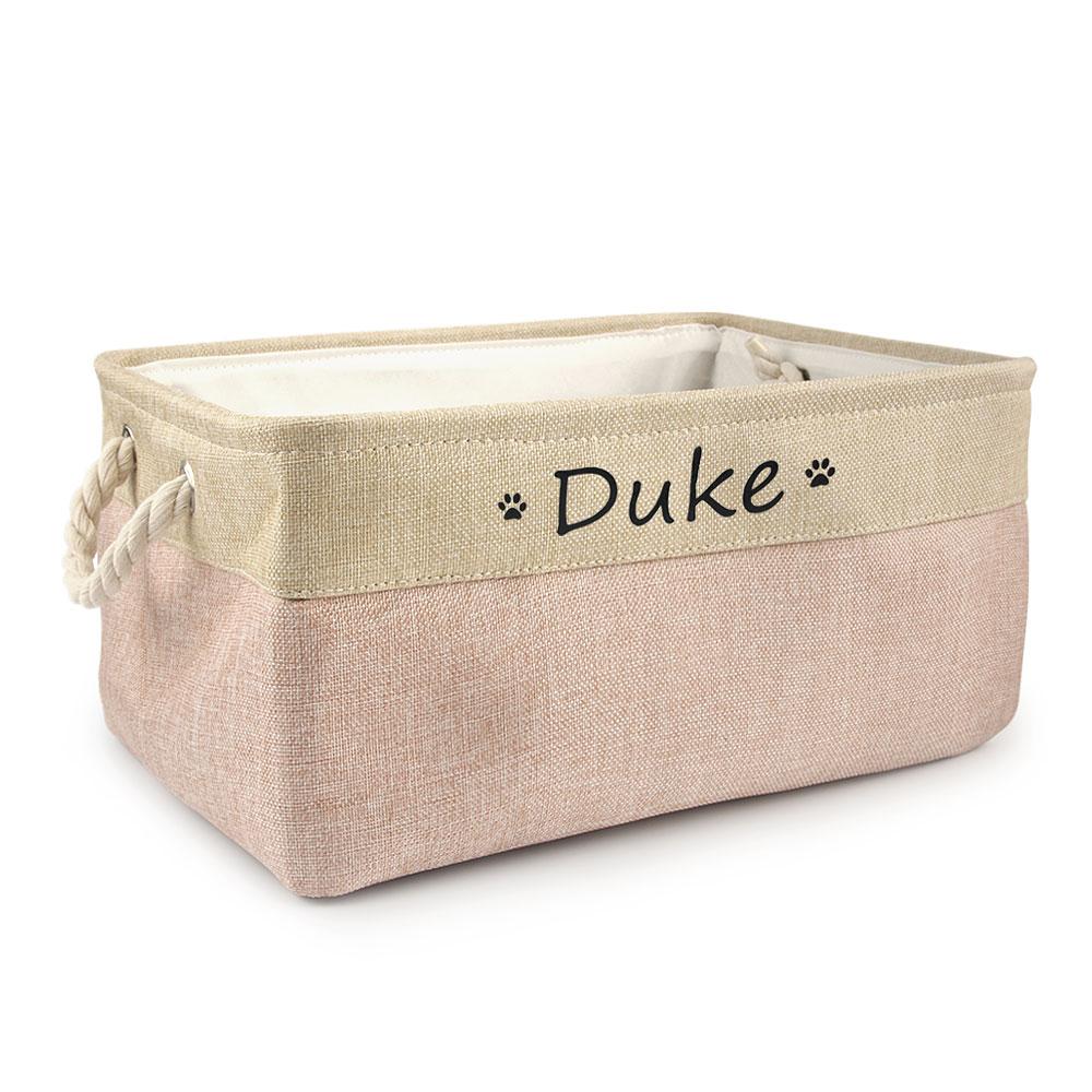 Free Custom Basket Cat Dog Toy Print Name Pet Storage Box DIY Toys Clothes Accessories Foldable Organize Customized