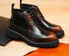Genuine Leather Thick Soles High-Top Brogue Oxford Dress Shoes For Men Ankle Business Chelsea Boots