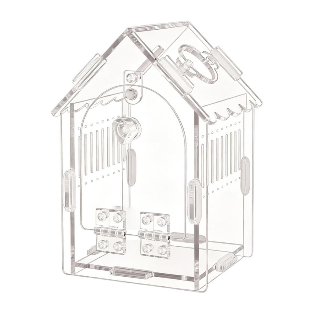 Small Reptile Enclosure Acrylic Spider Mantis Terrarium Sturdy Box with Slanted Roof Ventilation for Terrarium Accessories
