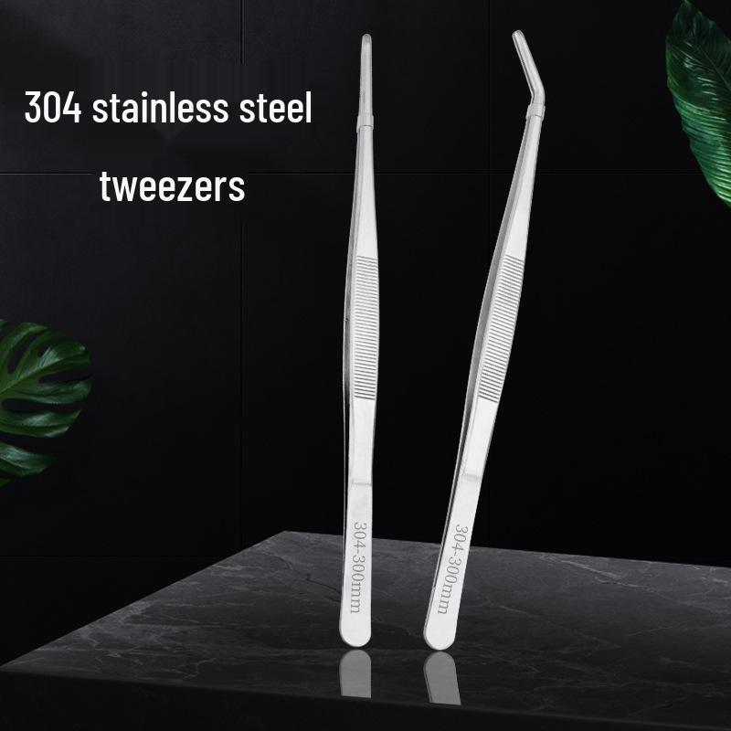 Curved Round Head Anti-Slip Stainless Steel Tweezers for Aquatic Plants and Succulents