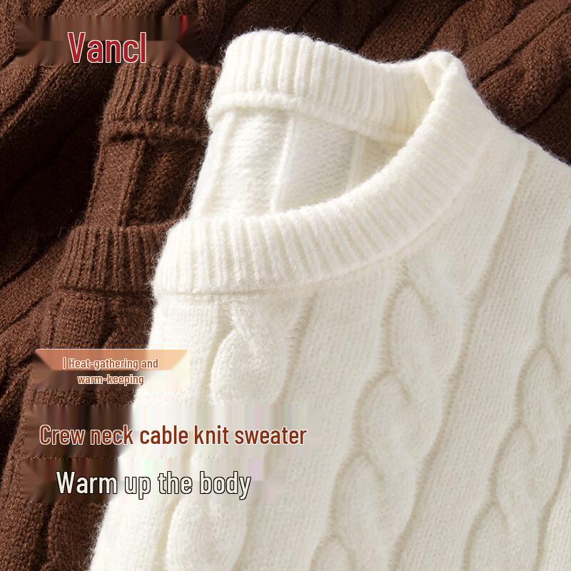 VANCL Men's Cable Knit Crew Neck Sweater