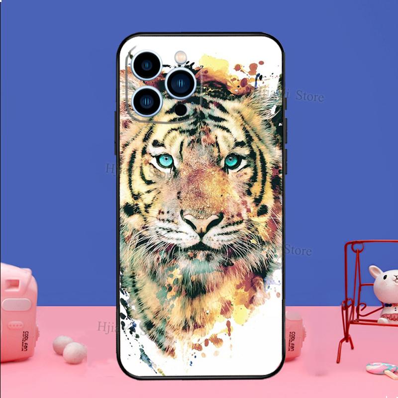

Animal Tiger Art Case For iPhone 16 15 13 11 12 14 Pro Max XS XR X Plus 13 mini Soft Cover Fundas Capa Shell iPhone 16