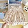 Floral Print Two-Piece Sleeveless Princess Set 1-4Y Top + Shorts Set Sleeveless Outfit  Toddler
