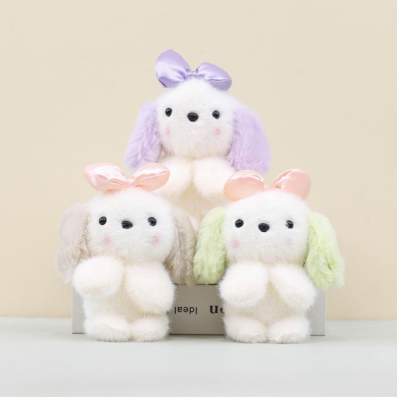 Bow Cute Rabbit Keychain Cartoon Child Schoolbag Decorative Pendant Plush Doll