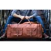 Handmade Weekend Overnight Leather Goat Travel Luggage Brown Duffel