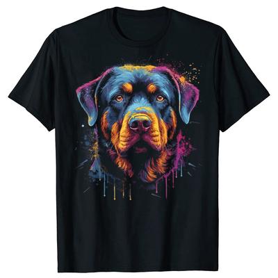 Funny Cute Rottweiler Dog Lover Colorful Graphic T-shirts Men Women's Fashion Casual Tshirt 100% Cotton Loose Oversized T Shi...