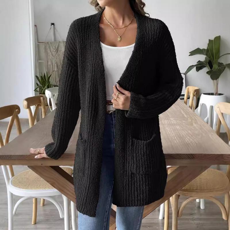 Women Casual Long Sleeve V Neck Cardigan Sweater Coat With Pockets