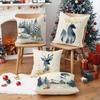 New Fox Deer Christmas Pillowcase Linen Printed Pillowcase Festive Room Sofa Decoration Cushion Cover
