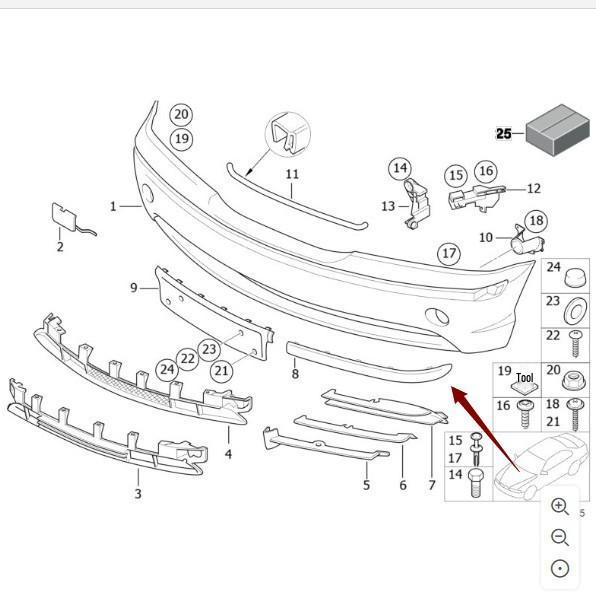 Front Bumper Impact Trim Strip for BMW E46 320i (51117030607/51117030608)