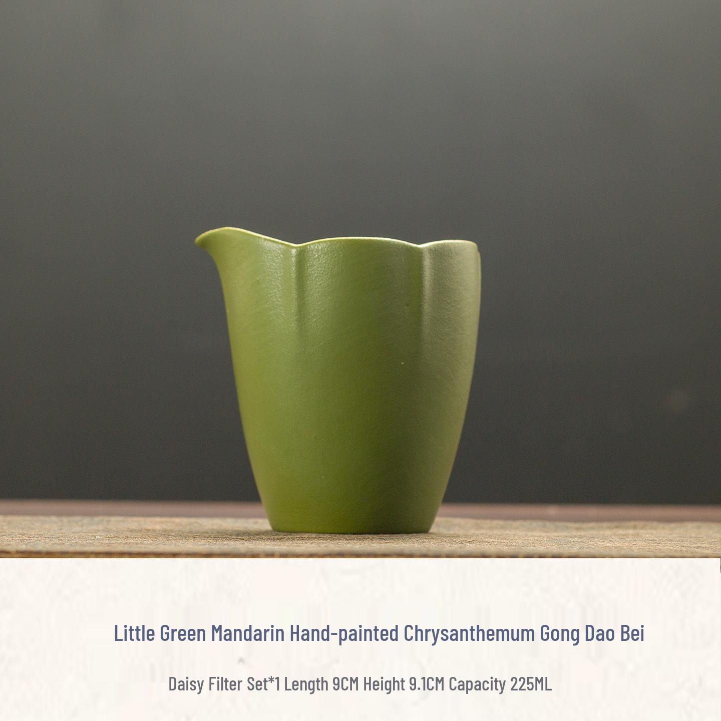 Little Green Tangerine Hand-painted Daisy Ceramic Gong Dao Bei Tea Server - 2026 Model Gongfu Tea Set.