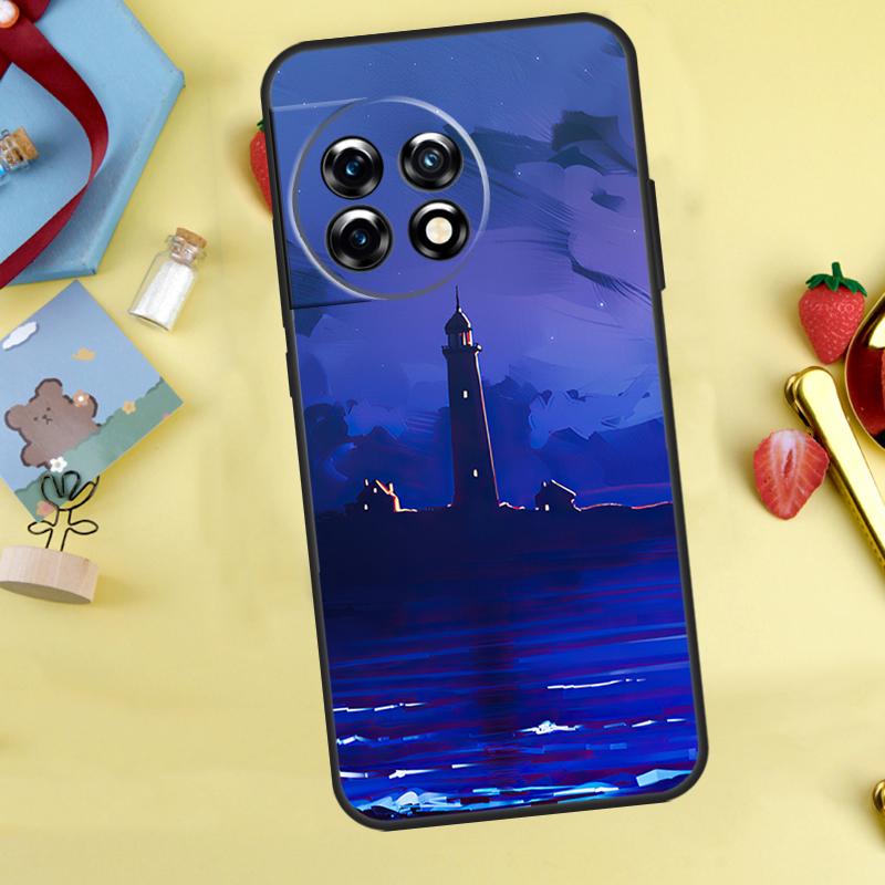 Abstract art highway lighthouse Case For OnePlus 13R 12R 10R 15 13 12 11 10 9 13T 10T 8T Nord CE 5 2 3 4 Lite N20 N30 Cover
