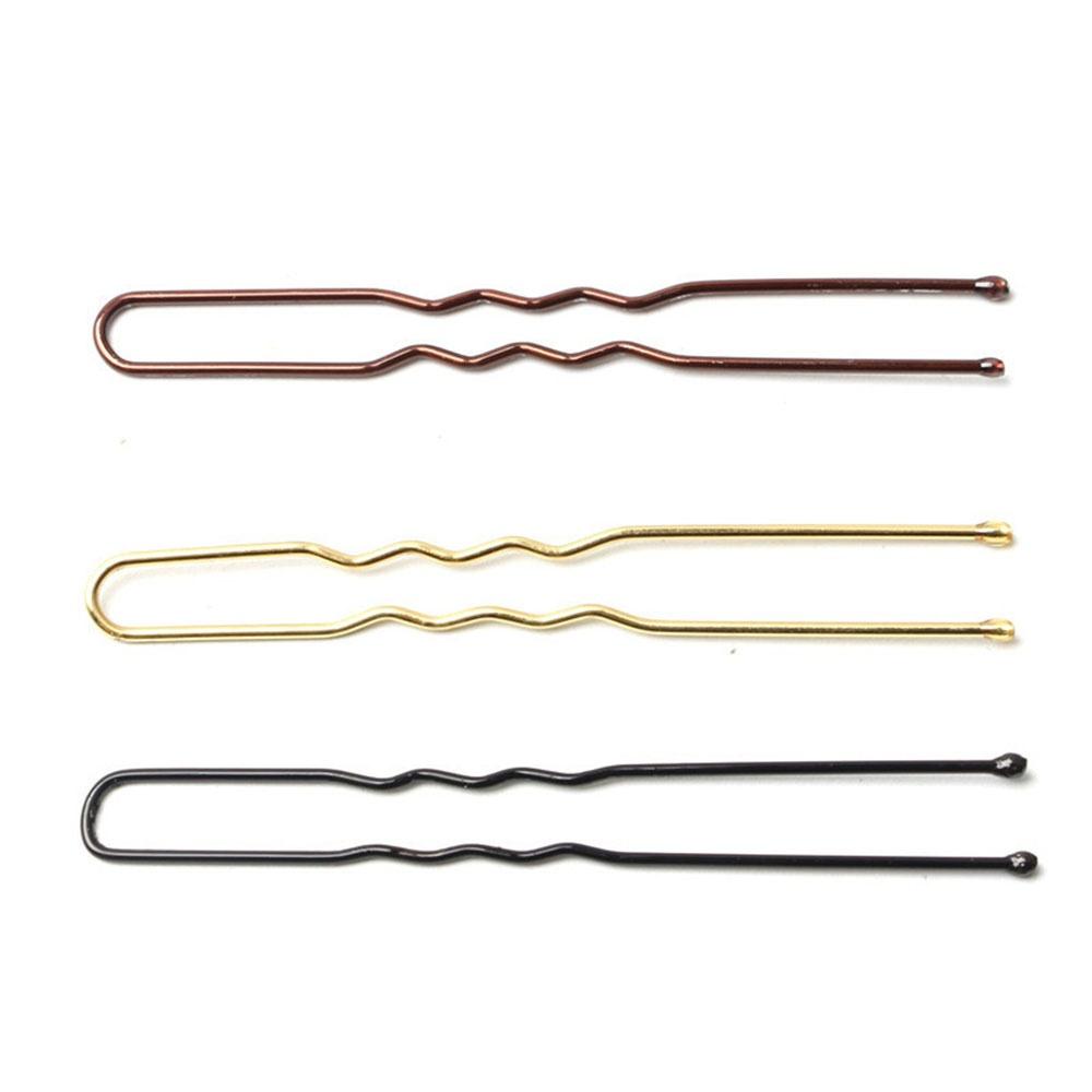 50 Pcs/Bag 5cm U Shaped Alloy Hairpins Waved Hair Clips Simple Metal Bobby Pins Barrettes Bridal Hairstyle Tool Hair Pins