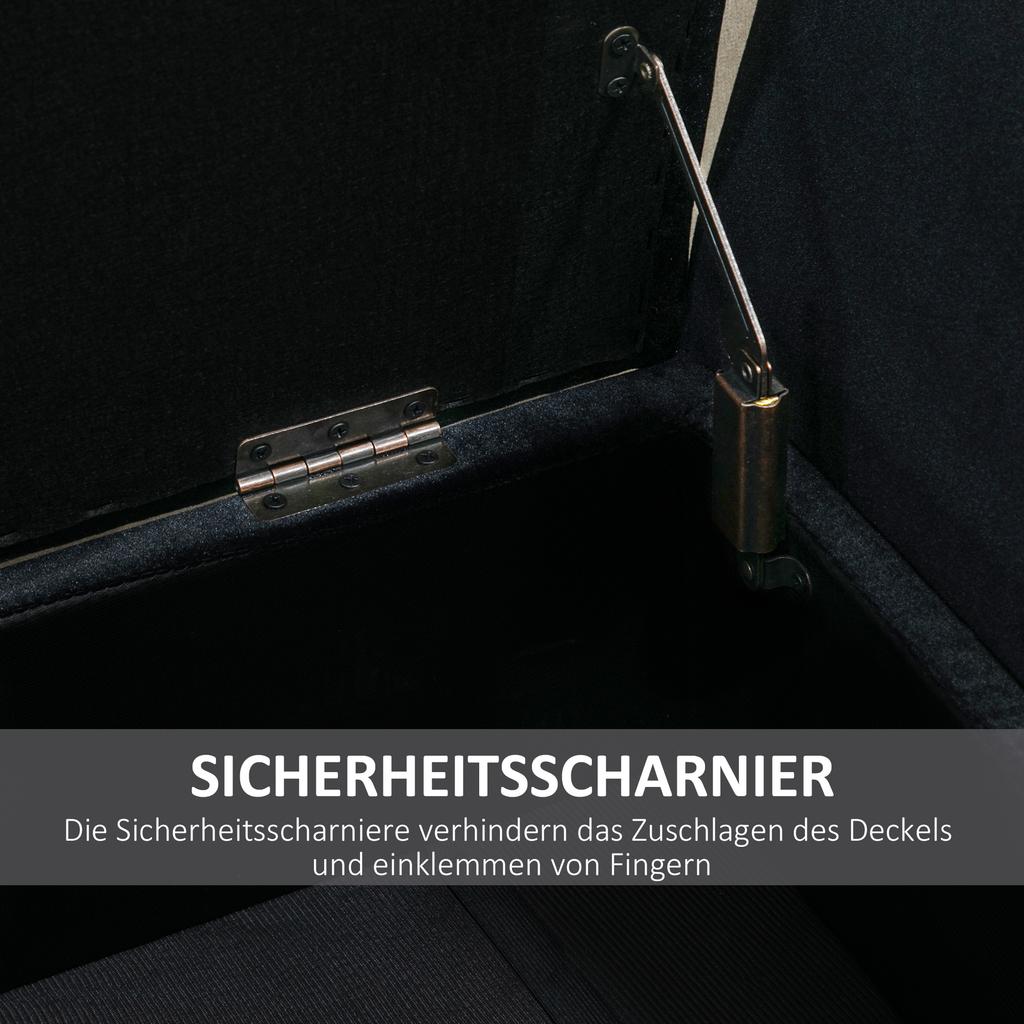 Bank mit Stauraum, Armlehnen, Gepolsterte Bank in Samtoptik, Aufbewahrungshocker mit Holzbeinen