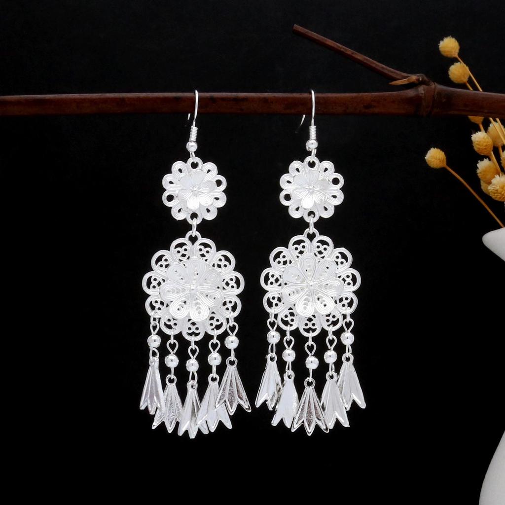 Miao Long Silber Quastenohrringe: Ethnischer Stil, Leichter Luxus, Übertriebenes Design für Frauen