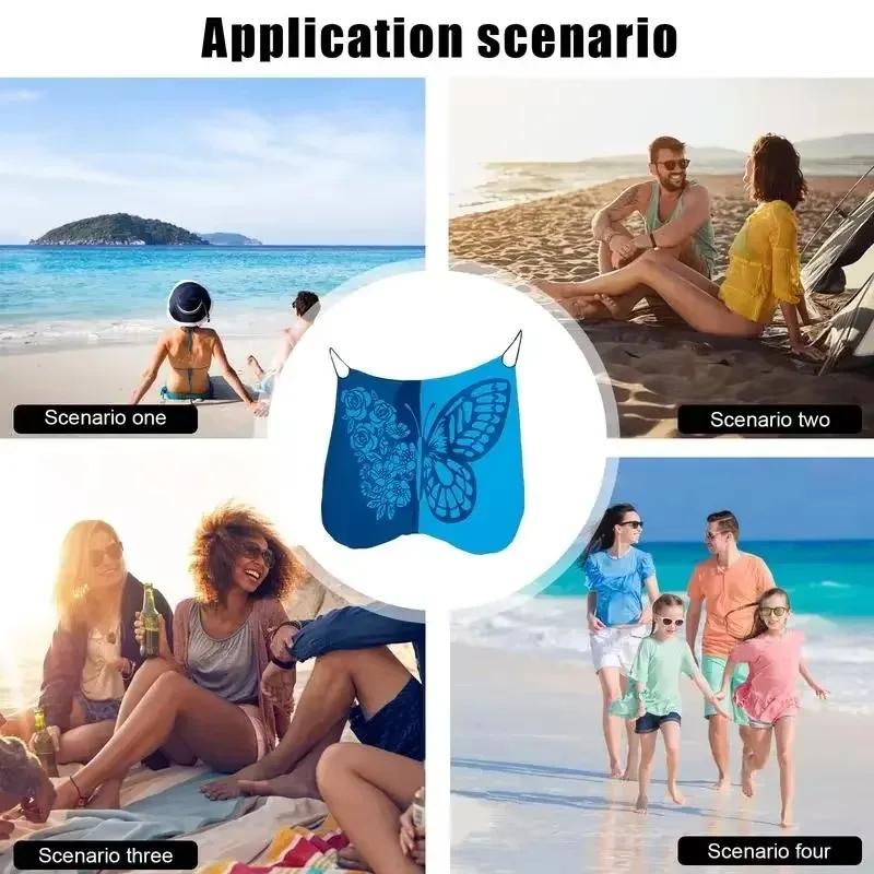 Butterfly Print Beach Dress Women One Piece Swimsuit Cover Up Summer Pool Party Lightweight Swimwear Sarong Quick Dry