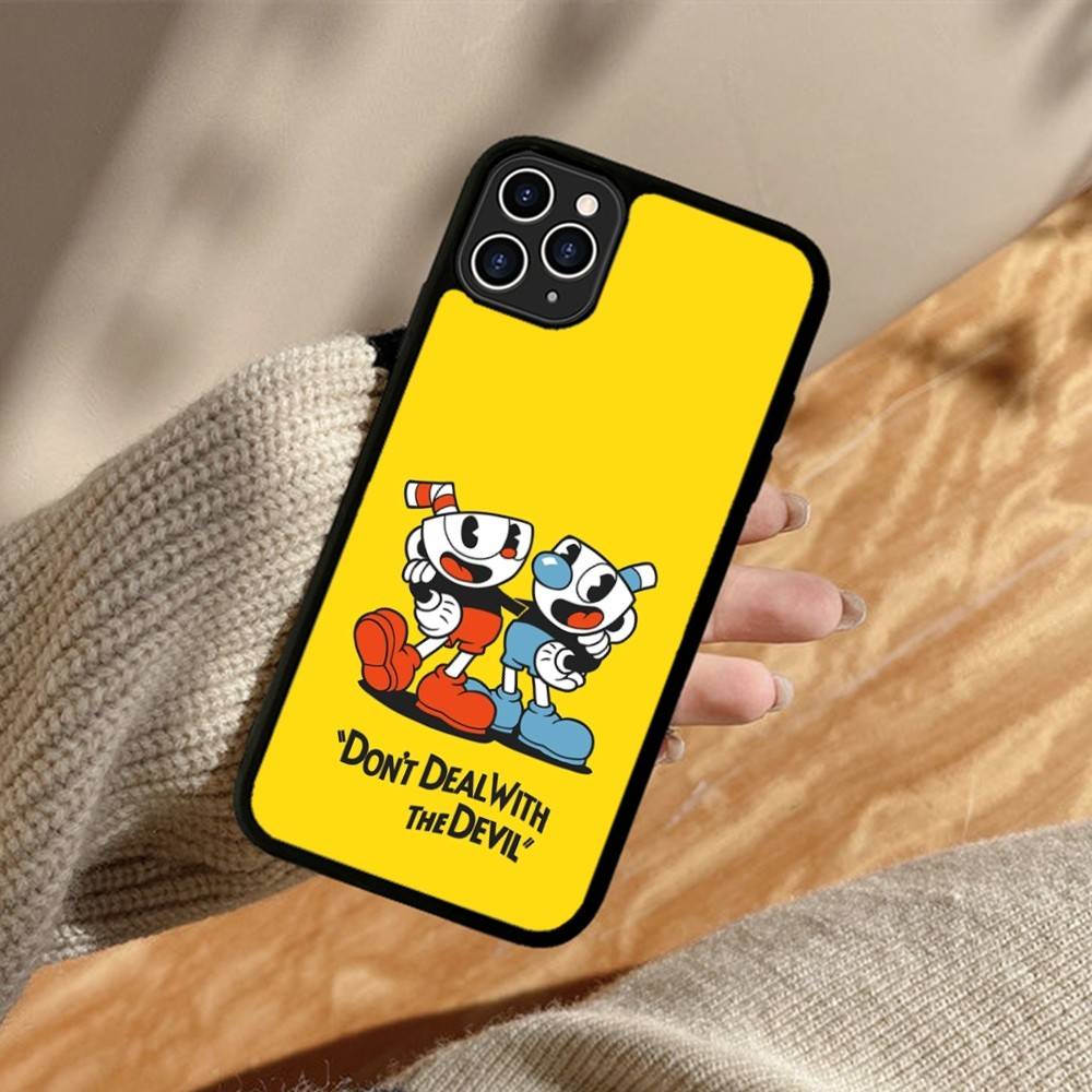 Cute Cuphead Phone Case For IPhone 17 16 Pro Max 11 12 13 14 15 Hard PC+TPU Bracket Back Cover
