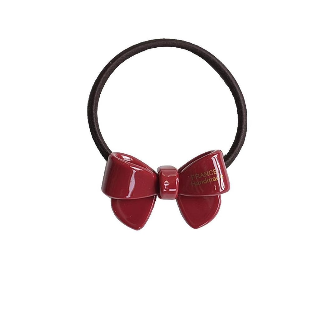 Gold Label Acetate Bow Simple Basic Rubber Band Head Rope Female Rubber Band Elastic Durable Hair Rope Versatile Hair Ring