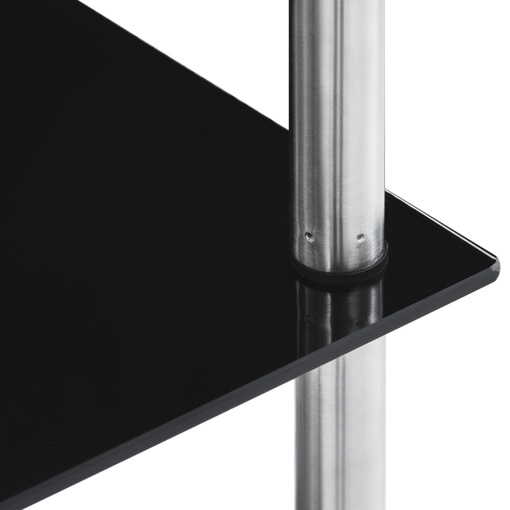 6 Tier Black Glass Display Shelf 40 X 40 X 160 Cm Tempered Glass
