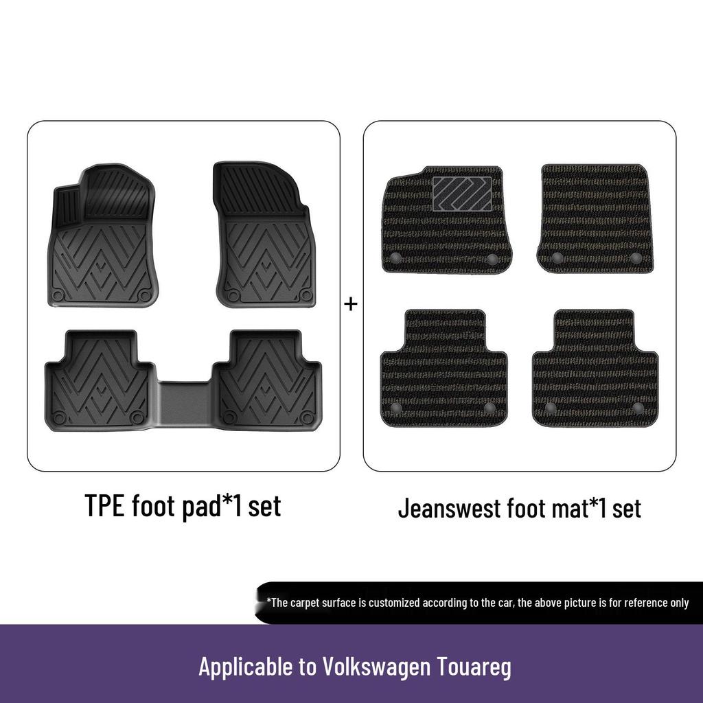 Eco-Friendly and Waterproof TPE Floor Mats for Volkswagen Touareg 2011-2025 Models - Non-Slip Car Floor Protection.