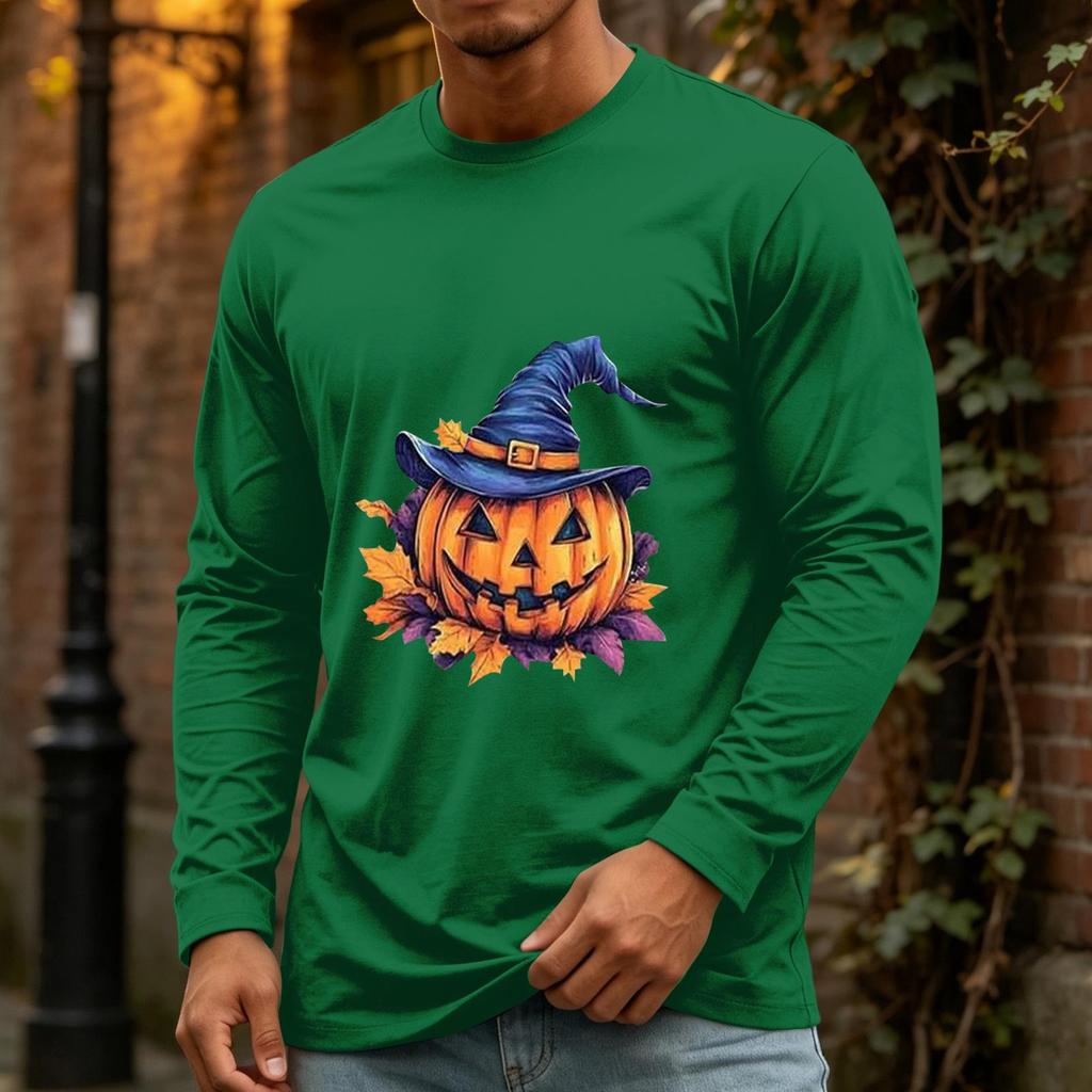 T-shirt Pull Longues Manches Col Rond Décontracté pour Homme pour Fête et Vacances d'Halloween