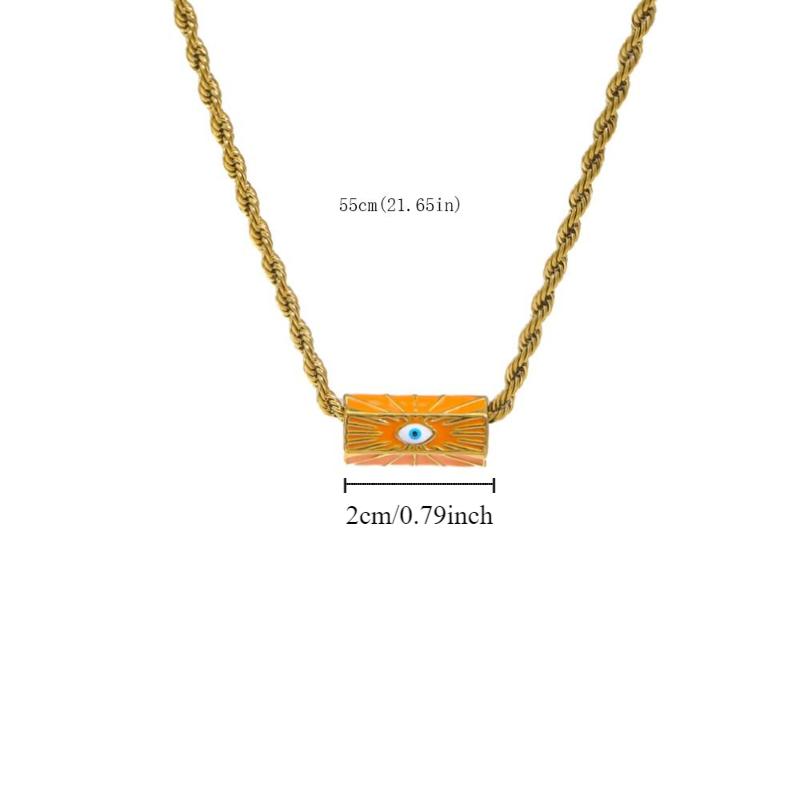 Sweet Charm Enamel Eye Pendant Necklace Wish Card Hexagonal Neck Chain  Summer Beach