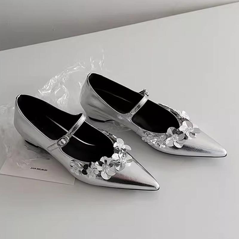 Crystal Women Mid Heels Shoes Pointed Toe Elegant Pumps Dress Woman Sandals 2025 Summer Trend Designer Zapatos De Mujer