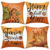 Thanksgiving Pillow Covers,Pumpkin & Autumn Leaf Design, Soft Flannel Sofa Cushion Covers for Home Decor,45x45cm, No Pillow Insert
