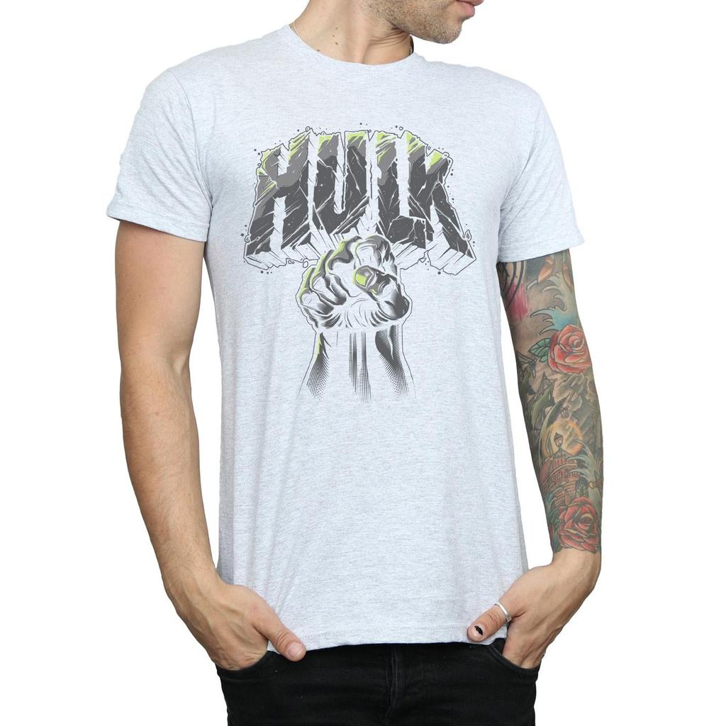 Marvel Mens Hulk Punch Logo T-Shirt