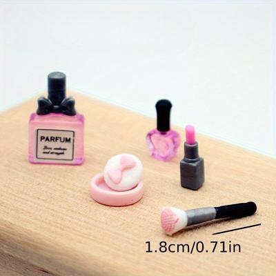 Bezauberndes Mini-Make-up-Set im Maßstab 1:12, bestehend aus Lippenstift, Parfüm und Pinseln, ideal zum Selbermachen von Puppenhausdekorationen – das perfekte Geschenk für Weihnachten und Neujahr!