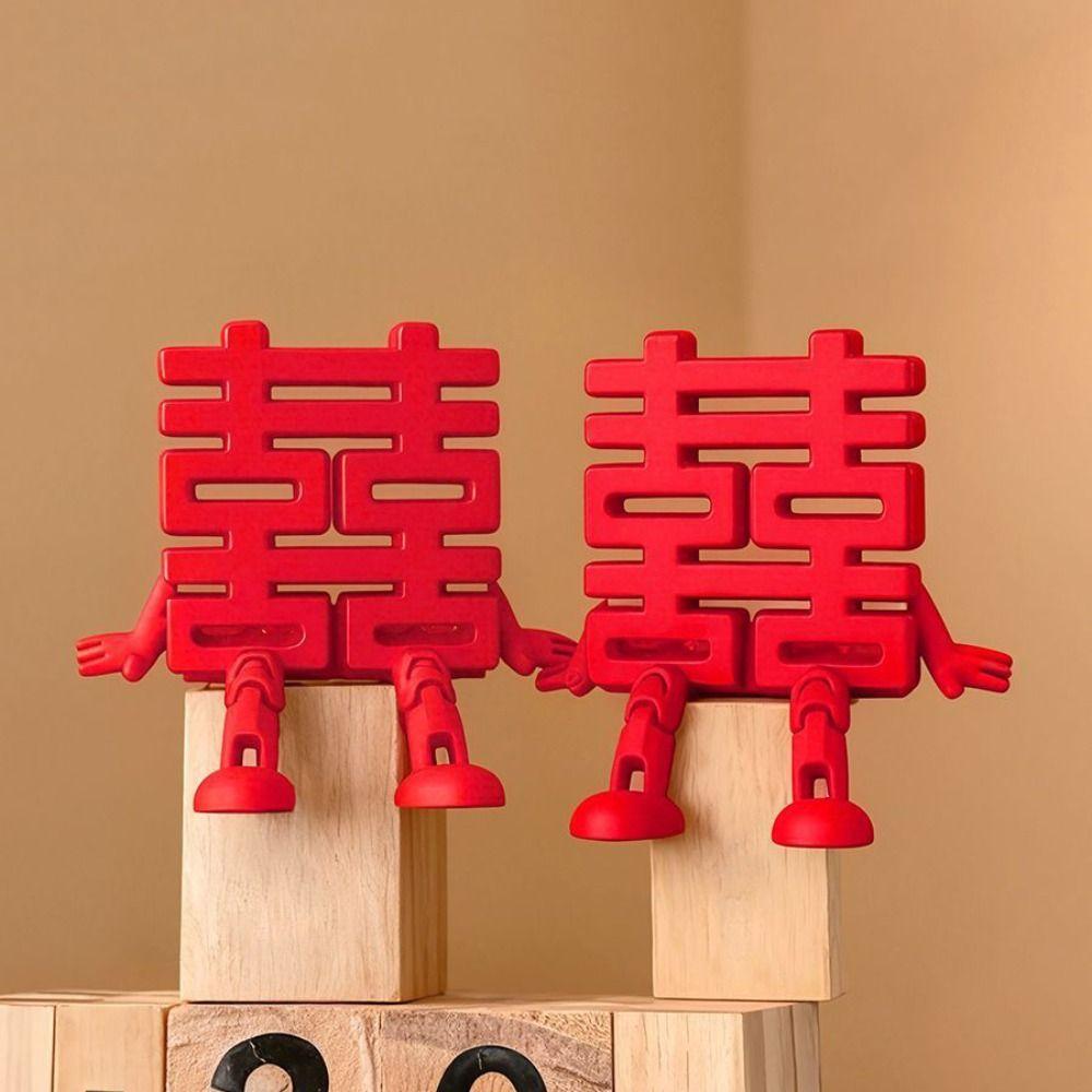 1/2Pcs Traditional Chinese Wedding Decorations Double Happiness Ornaments Bridal Room Decor