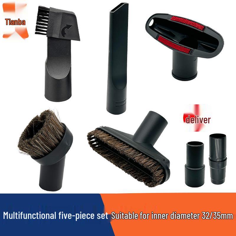 Midea Philips Vacuum Cleaner Accessory Set: Brush Head, Round Hair Brush, Flat Nozzle, 6 Pieces (32/35 Caliber)