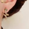 Fashion Snake Shape Huggie Hoop Earrings Gold Silver Plated Green CZ Eyes Full Pave Cubic Zirconia Animal Serpent Earrings Women