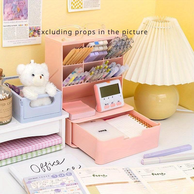 Large Capacity Oblique Pen Holder Storage Box Student Children Girl Makeup Brush Bucket Office Desktop Storage Pen Bucket Stationery Organizer