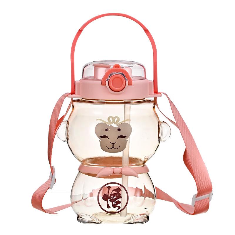 Cute Bear Portable Straw Water Bottle