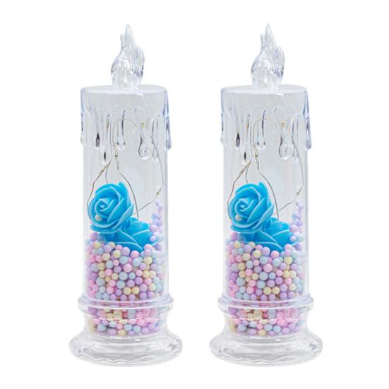 1Pc/2Pcs Eternal Flower Flameless Candles LED Flickering Pillar Candles Valentine's Day Night Light for Wedding Home Decor