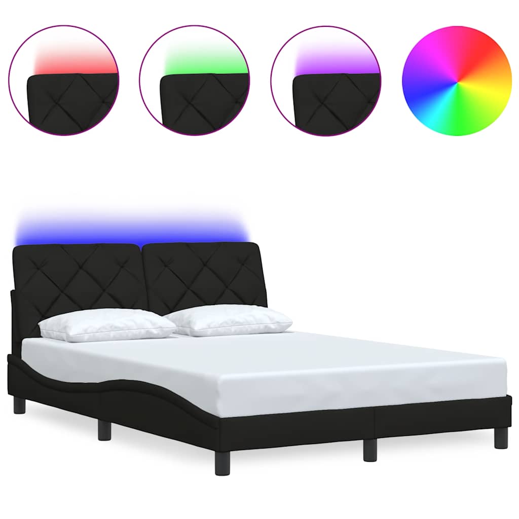Bed Frame with LED Lights Without Mattress Black 120x200 Cm Fabric