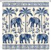 Boho Tropical Elephant Shower Curtain African Ethnic Indian Mandala Tribes Paisley Sacred Animal Unique Leaves Retro Aesthetic