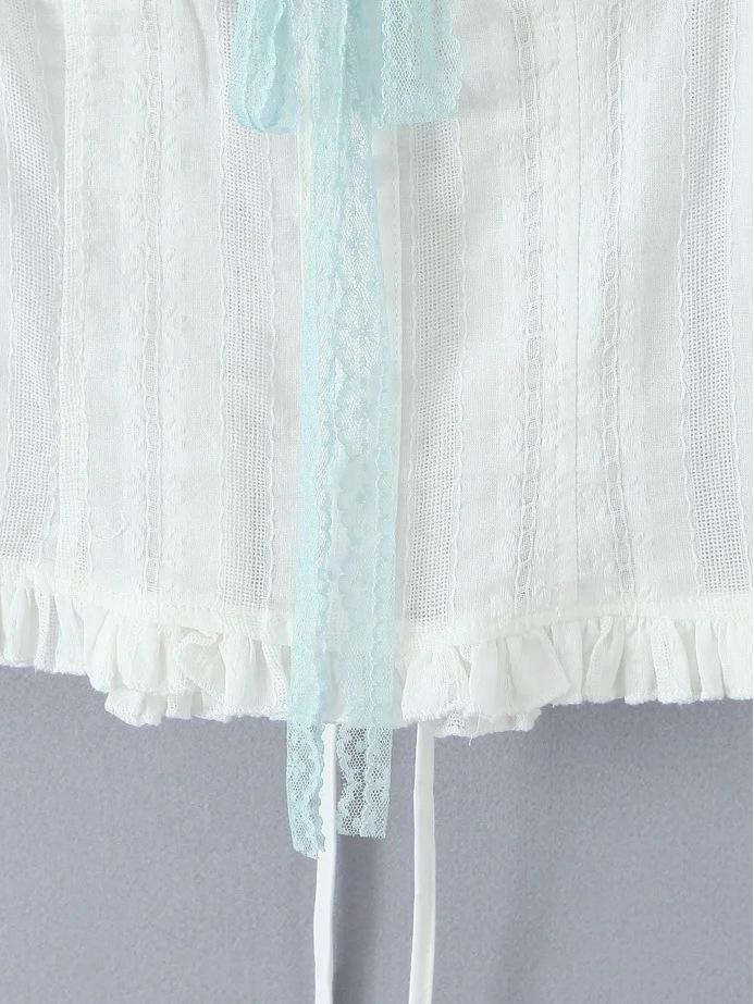 Lace Trim One-Shoulder Camisole - Color Block Slimming Button-Down for Women