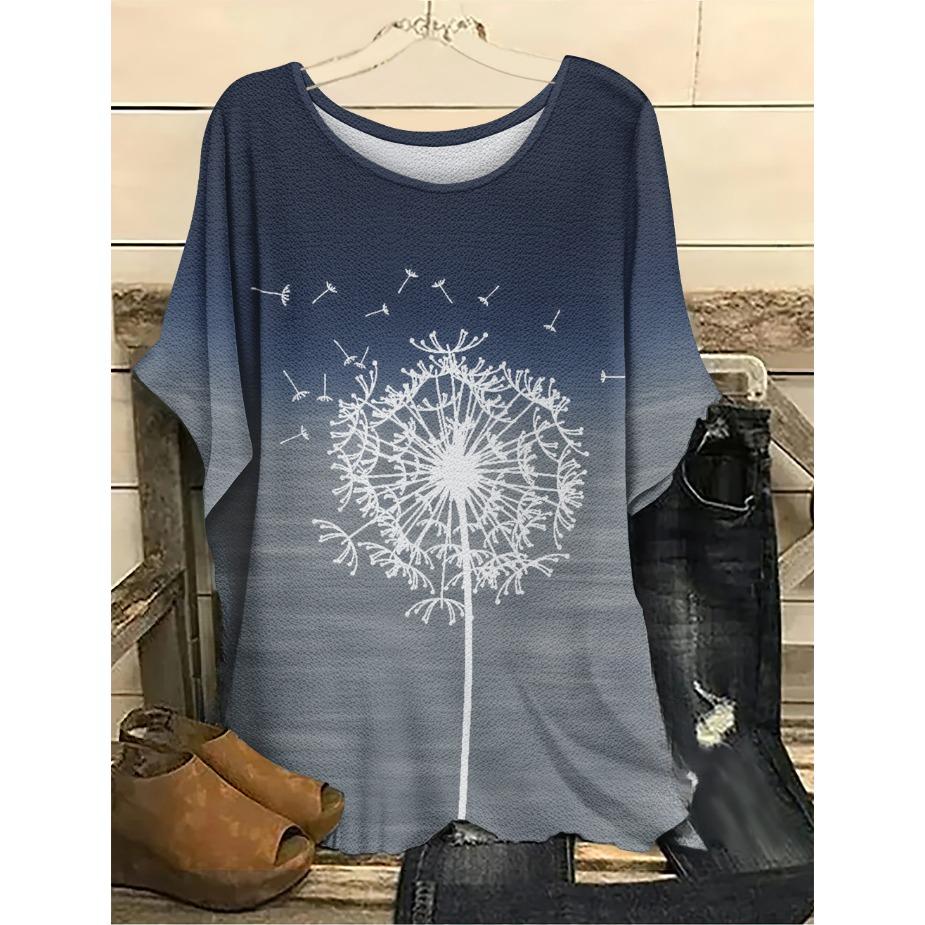 Damskie T-shirty Plus Size z Nadrukiem Motyla Modne z Okrągłym Dekoltem Drukowane Cyfrowo 3D z Krótkim Rękawem