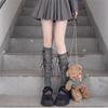 Pure and Elegant White Women's Bow-tied Calf Socks, Ballet Style, Piled-up Socks, Women's Spring and Summer Light School Style