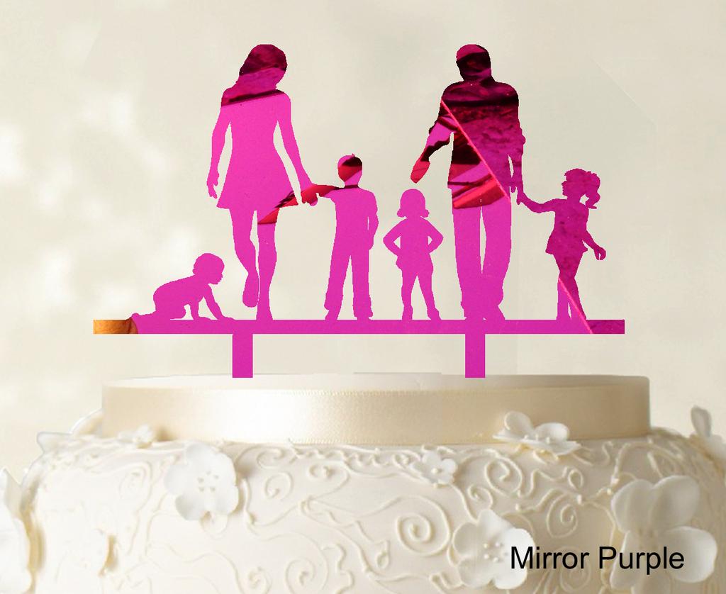 Personlig familiekaketopper Egendefinert silhuett Bryllupskake Topper Kakedekorasjoner Tilgjengelig 6"-7" tommer