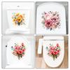 Bathroom Toilet Stickers Elegance Flower Wall Sticker Flower Pattern Self-Adhesive Paintings For Bathroom Living Decoration